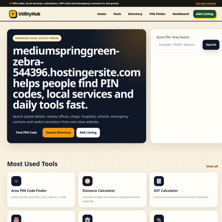 Utility Hub website preview