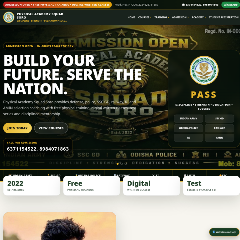 Physical Academy website preview